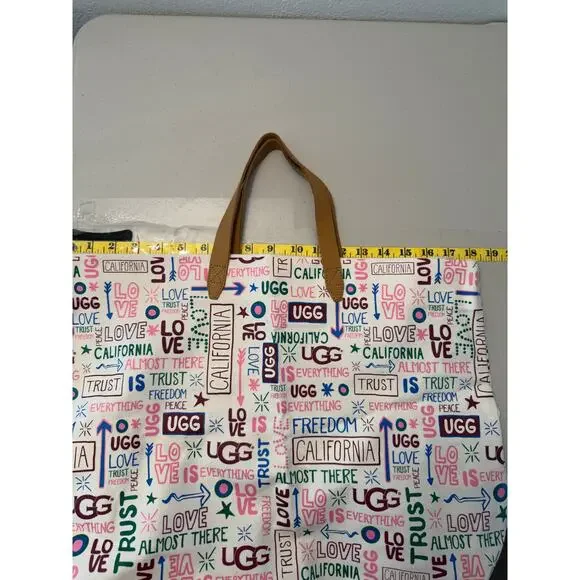 UGG California Love Canvas Tote Bag Carryall Long Strap and Handles Travel - Picture 6 of 7